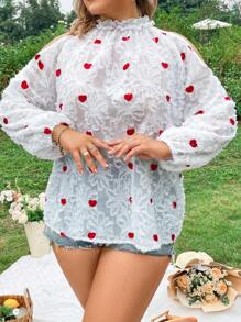 Flirla 大尺碼女款心型印花露肩襯衫 - 彩色 - 查看 6