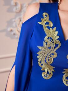 Modelyn Váy hở vai xẻ tay cho nữ - Màu xanh lam - Xem 6