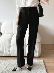 DAZY Women's Solid Color Suit Pants - Black - View 5