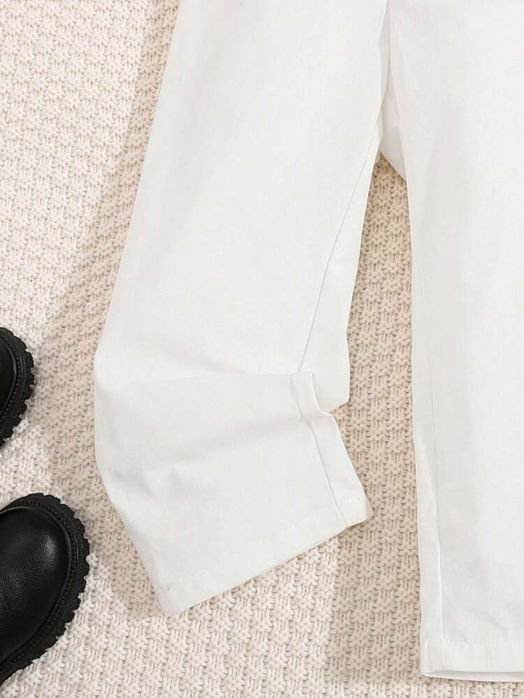 Young Boy Toddler Boys' Fitted Elegant Grid Necktie Shirt And Suspender Pants Gentlemen Suit 2pcs/Set