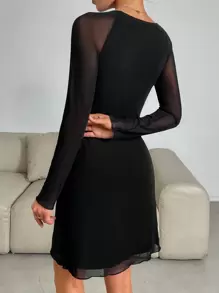 SHEIN Essnce Women's Square Neck Mesh Dress