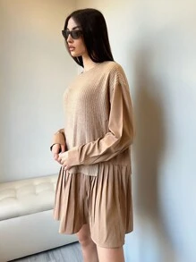 SHEIN Essnce Women's Color Block 2 In 1 Dress - Khaki - View 6