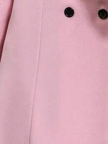 Ellegaria. 女士缺口翻领双排扣针织外套，女士深秋休闲双纽扣常规袖翻领常规版型粉色纯色女士大衣，休闲日常穿着 - 粉色 - 查看 7