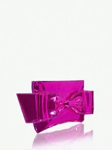 SHEIN ICON 街頭風格,女式y2k時尚酷炫金屬蝴蝶結手拿包 - 玫紅色 - 查看 3