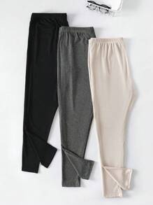 Flirla 大尺碼純色緊身褲 - 深灰色 - 查看 1