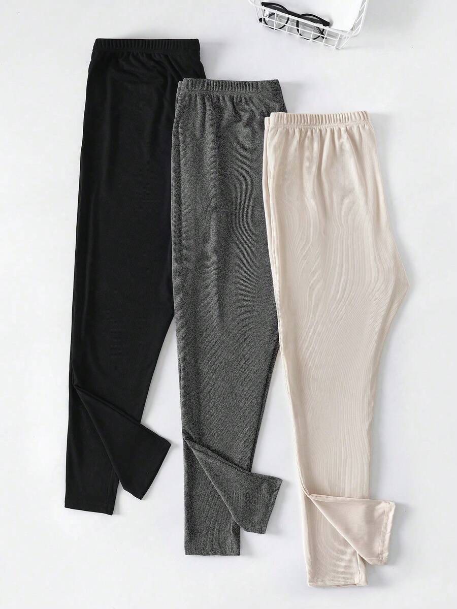 Flirla 大尺碼純色緊身褲 - 深灰色 - 查看 1