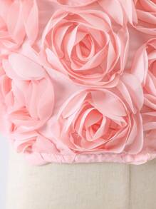 SHEIN Young Girls Elegant 3D Rose Banquet Camisole Top For Wedding Season - Pink - View 3