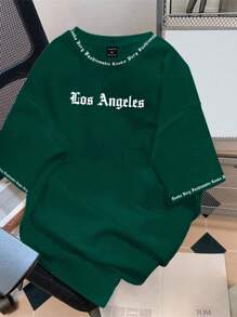 Manfinity Roghcode Solid Color English Letter Printed Short-Sleeved Round Neck T-Shirt, Suitable For Daily Wear, Going Out, Leisure, Sports, School, Travel, Family Gatherings And Other Occasions. Can Be Worn By Both Men And Women, Short-Sleeved T-Shirt, Summer T-Shirt. Multiple T-Shirts Can Be Given As Gifts To Family Members.