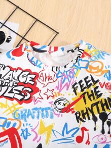 2入組青少年男孩修身休閒短袖t恤和短褲睡衣套裝 - 彩色 - 查看 3