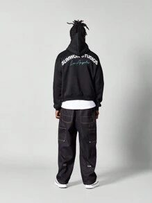 SUMWON Hoodie With Front And Back Graphic Print - Black - View 3