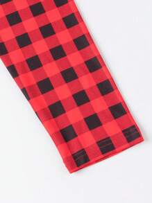 SHEIN LUNE 拼接格纹圆领长袖连帽卫衣，带口袋，休闲套头秋季卫衣 - 彩色 - 查看 4