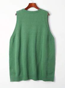 Christmas Day Plus Size Commuting Solid Color Sweatshirt Vest - Green - View 5