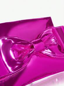 SHEIN ICON 街頭風格,女式y2k時尚酷炫金屬蝴蝶結手拿包 - 玫紅色 - 查看 6