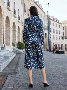 Aveloria 女款全印花長袖連身裙 - 藍色 - 查看 2