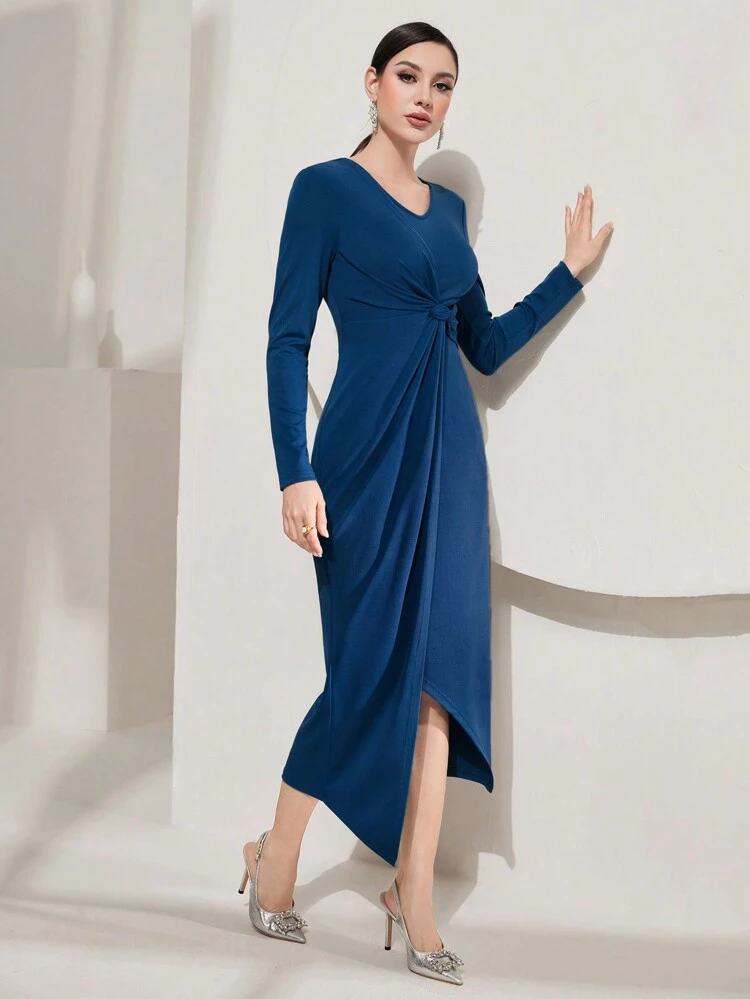 Women's Twisted Long Sleeve Dress Long Evening Dresses Fall Cloth For Women