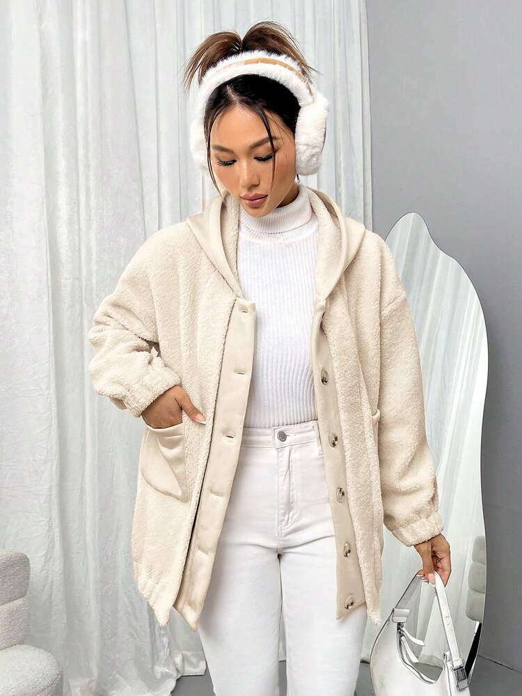 Women'S Single Breasted Hooded Long Sleeve Coat Fall Cloth For Women