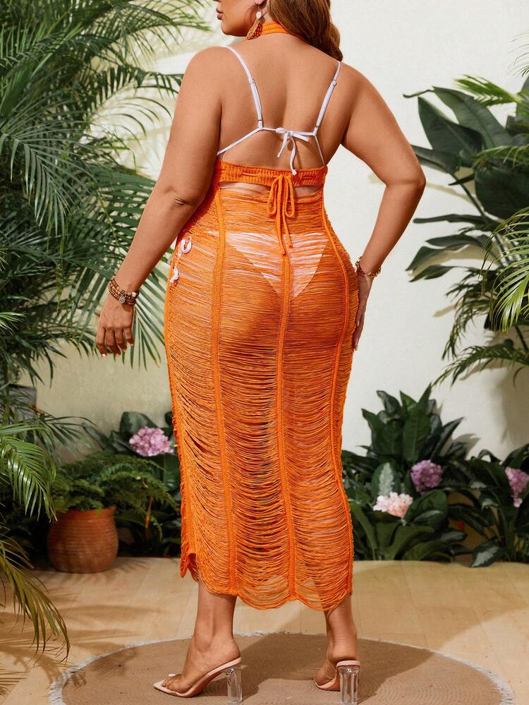Plus Size Fashionable Hollow Out Sexy Sweater Dress