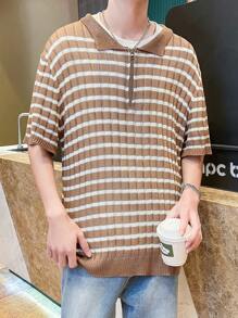 Manfinity Hypemode Men's Casual Striped Knitwear Sweater - Coffee Brown - View 6