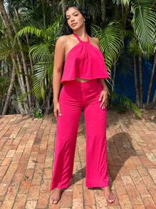 SHEIN SXY Women Two Pieces Sets Summer Sets Summer Outfits - Hot Pink - View 5