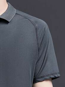 Nam Raglan Ngắn tay Áo polo - Màu xám đen - Xem 5