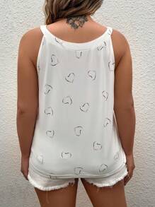 SHEIN LUNE Top de tirantes con estampado de corazones para mujer de talla grande para el verano - Beis - Ver 2