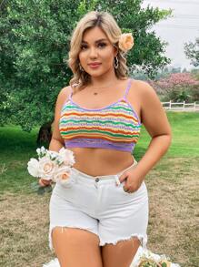 Flirla Kích thước lớn Của phụ nữ Đúng mốt Xu hướng: Cắt giảm Knit ngọn Với Móc sự thêu - Nhiều màu - Xem 6