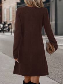 SHEIN Clasi Elegant Women's Color Block Sweater Dress - Multicolor - View 2