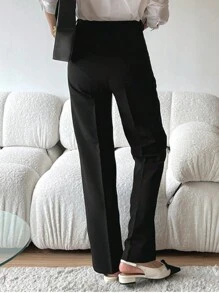 DAZY Women's Solid Color Suit Pants - Black - View 2