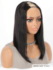 Straight Hair U-Part Wig 100% Real Remy Natural Black Color Short Short Human Hair Machine Made Bob Wig Beginner Friendly Natural Invisible Edge For Woman - SNatural - View 2