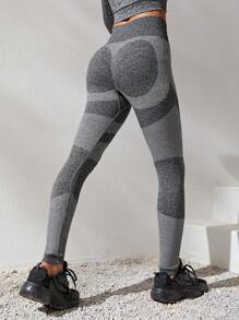 SHEIN Teen Girls' Seamless Knitted Jacquard Casual Sports Pants