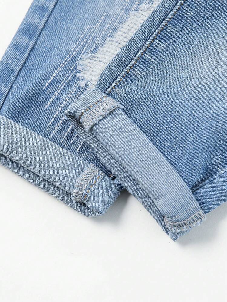Baby Boys' Multi-Piece Stretch Denim Jeans With Distressed Details And Embroidery
