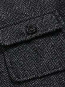 Manfinity Homme Men's Plain Herringbone Vest, For Husband - Black - View 8