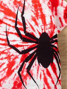 SHEIN 男童蜘蛛印花染色短袖t恤,夏季 - 彩色 - 查看 3