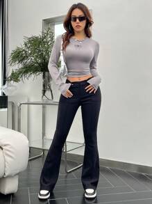 SHEIN EZwear Của phụ nữ Nhện In Quần skinny Áo thun - Xám - Xem 5