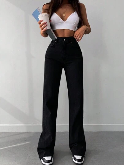 SHEIN Tall Casual High Waist Straight Leg Jeans