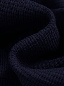 SHEIN Leap Crew Conjunto de Jaqueta e Calça Longa Tricotada Retalhos de 2 em 1 para Meninos Bebês - Azul Royal - Visão 5