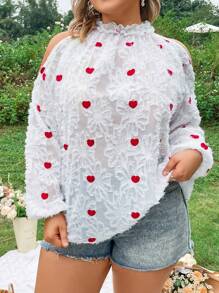 Flirla 大尺碼女款心型印花露肩襯衫 - 彩色 - 查看 4