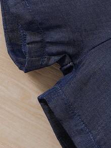 幼兒男童卡通車紋短袖t恤和牛仔短褲套裝