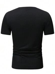 Men's Casual & Commuter Round Neck T-shirt - Black - View 8