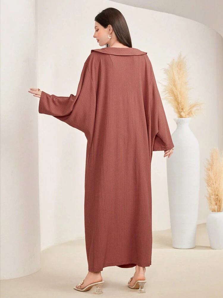 Solid Color Batwing Sleeve Dress
