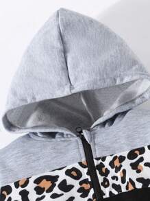 3pcs/Set Baby Boy Leopard Splice Sweatshirt With Pants, Autumn And Winter - Black - View 7