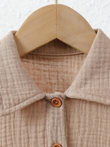 Camisa De Botones Y Shorts Para Bebé Niño - Caqui - Ver 3