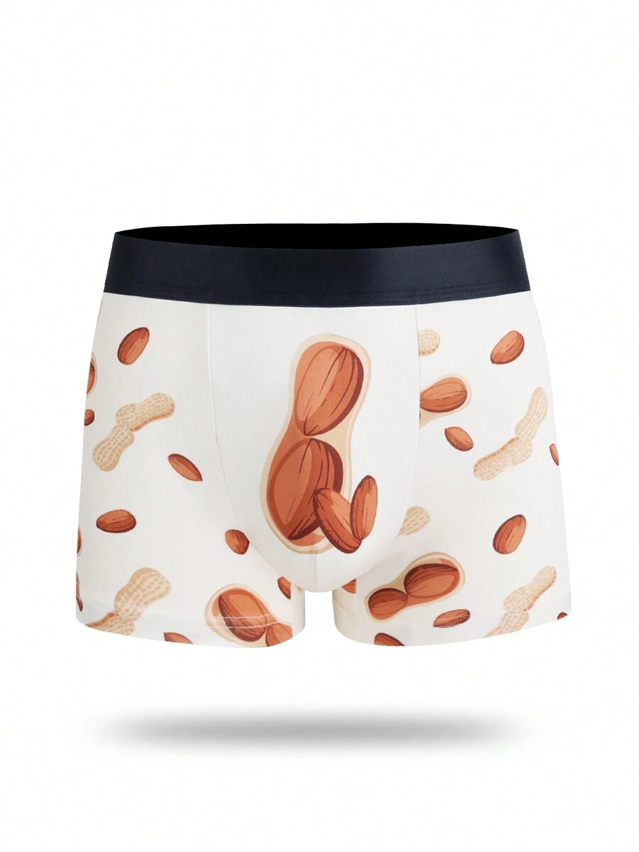 شورت طباعة رجالي بتصميم الفول السوداني واللوز - متعدد الألوان - مشاهدة 1