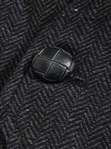 Manfinity Homme Men's Plain Herringbone Vest, For Husband - Black - View 7