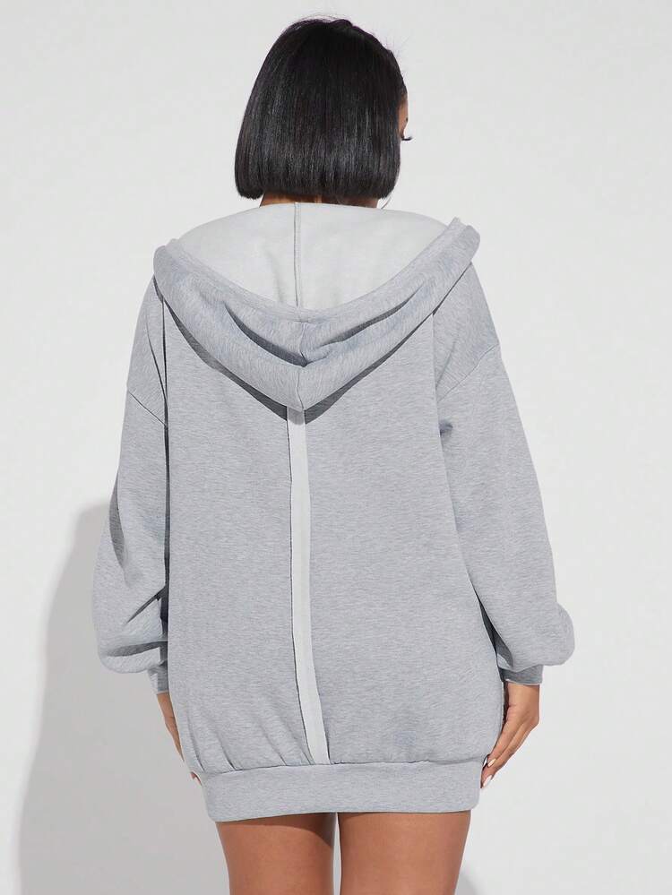 Drop Shoulder Drawstring Hoodie
