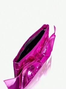 SHEIN ICON 街頭風格,女式y2k時尚酷炫金屬蝴蝶結手拿包 - 玫紅色 - 查看 5