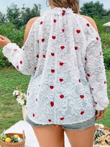 Flirla 大尺碼女款心型印花露肩襯衫 - 彩色 - 查看 2