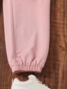 SHEIN Quần thể thao Con gái Túi màu trơn - Hồng - Xem 4