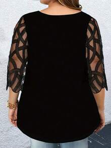 EMERY ROSE Plus Size Floral Printed Round Neck T-Shirt - Multicolor - View 2