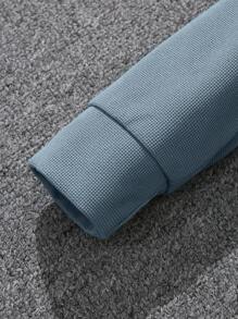 SHEIN Young Boy Comfortable And Loose Fit Knit Long Sleeve Polo Shirt - Blue - View 3